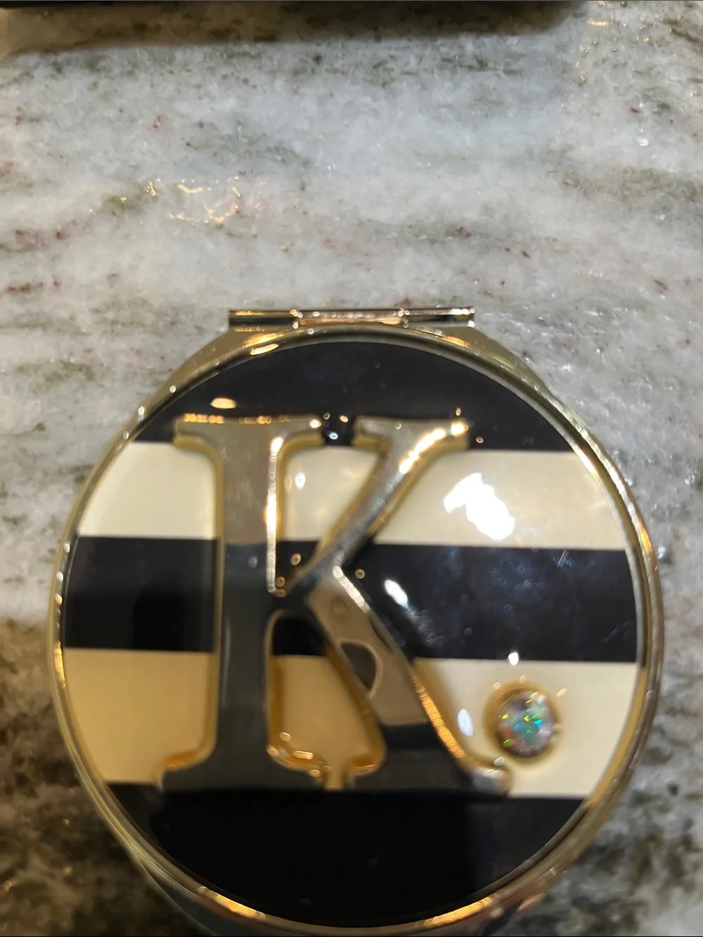Compact Mirror with Black & White Stripes